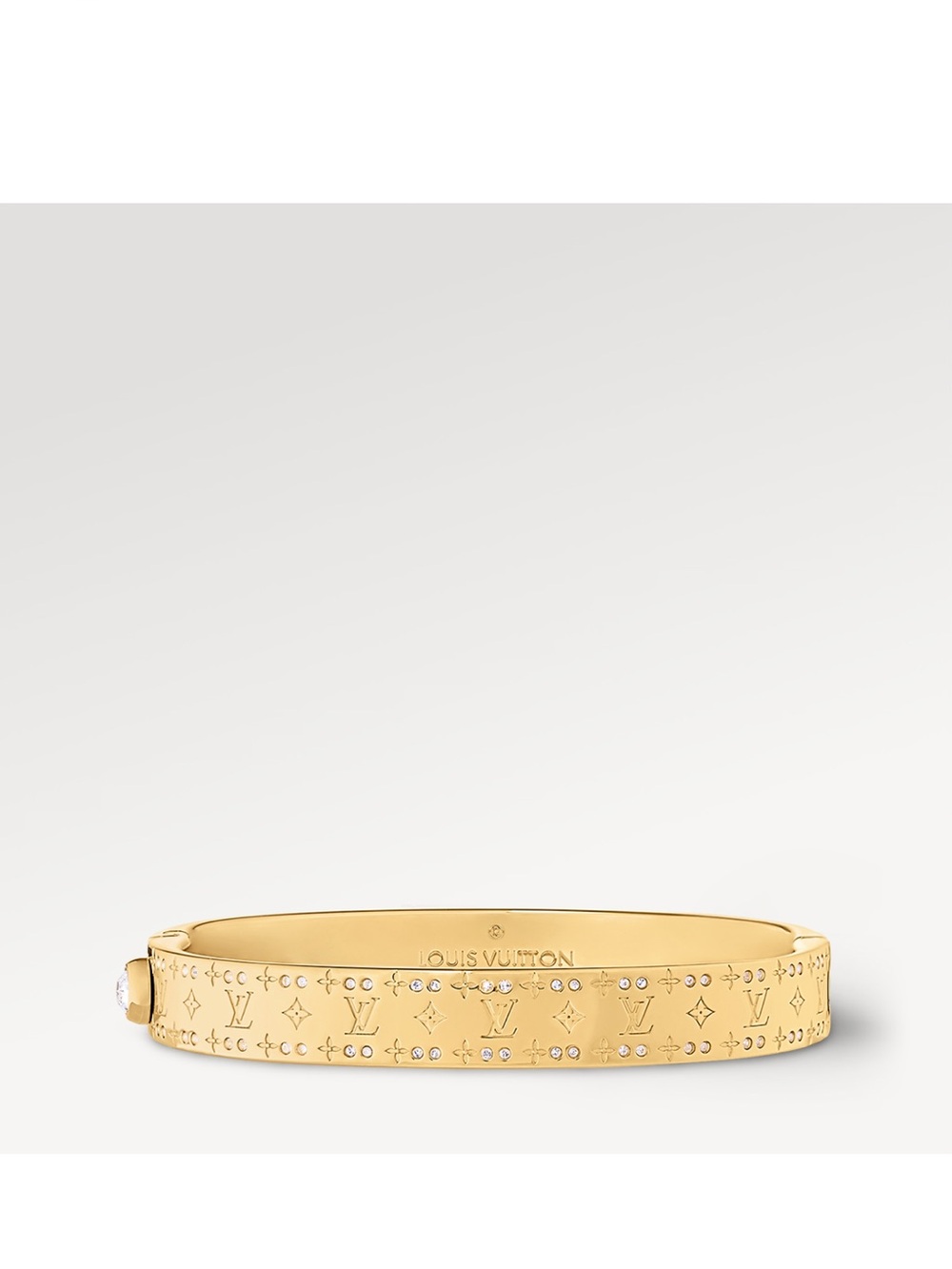 Louis Vuitton Nanogram Strass Bracelet Gold Crystal Bangle Size M M64860